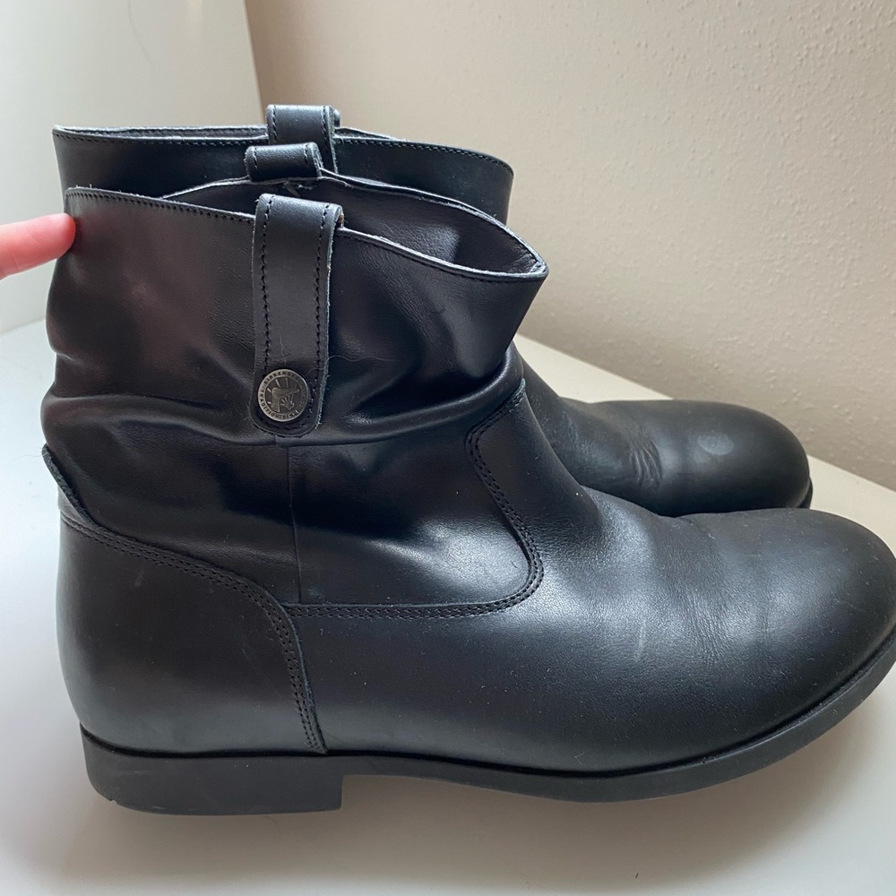 Black Leather Birkenstock Ankle Boots